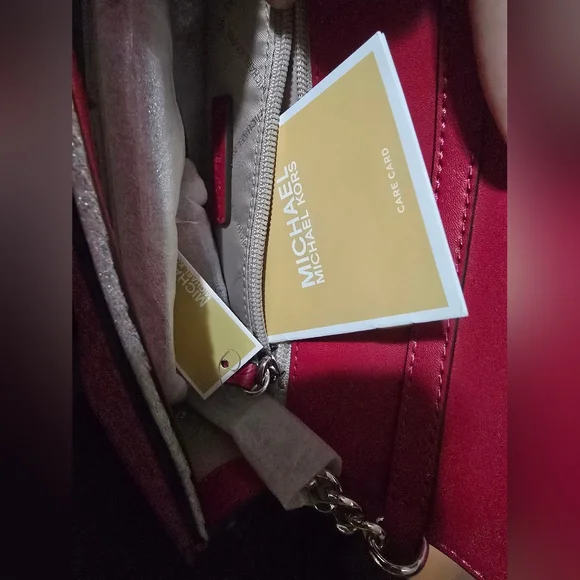 NWT Michael Kors Jet Set Crossbody bag- RASPBERRY PINK MK NEW - Picture 9 of 11